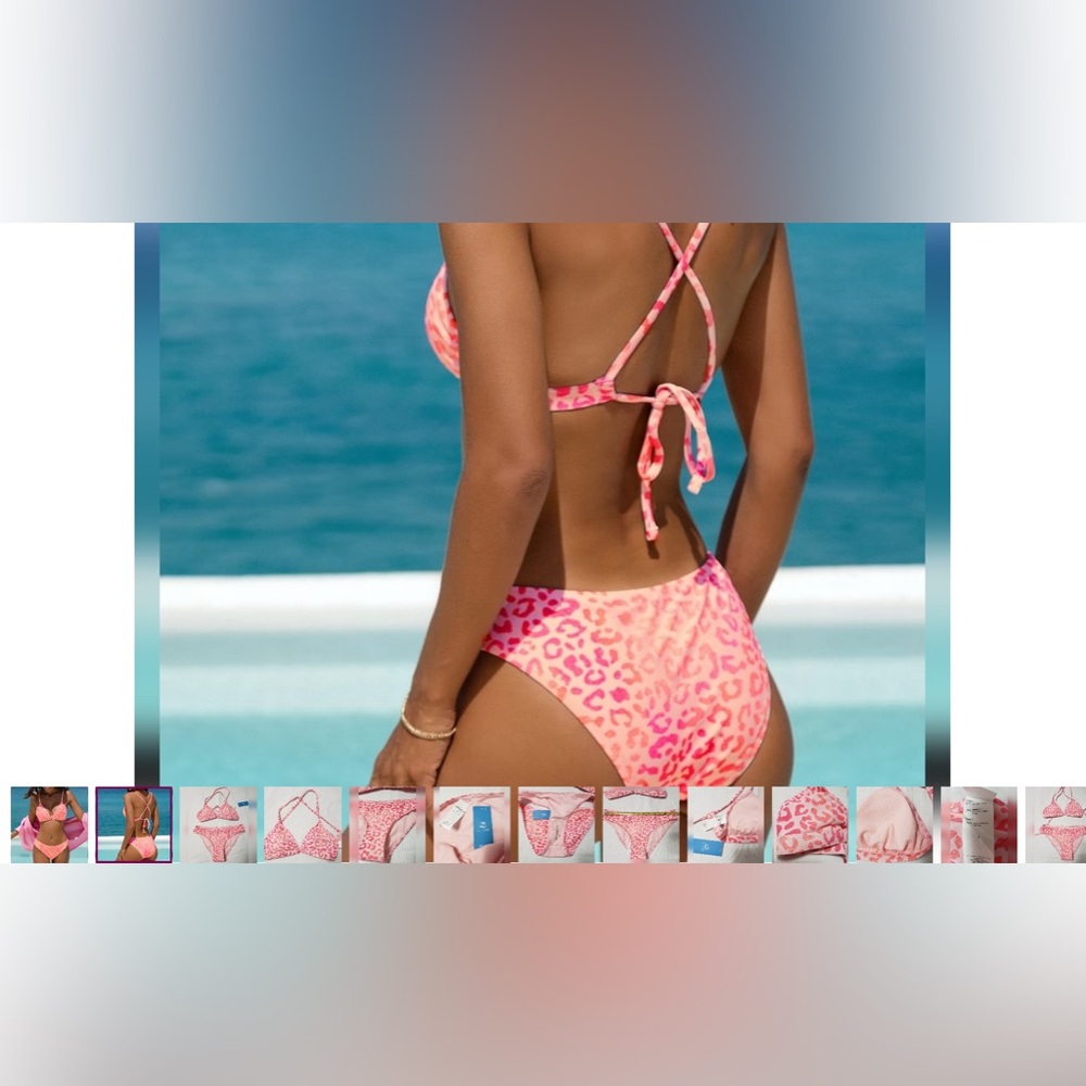Cupshe pink leopard bikini set